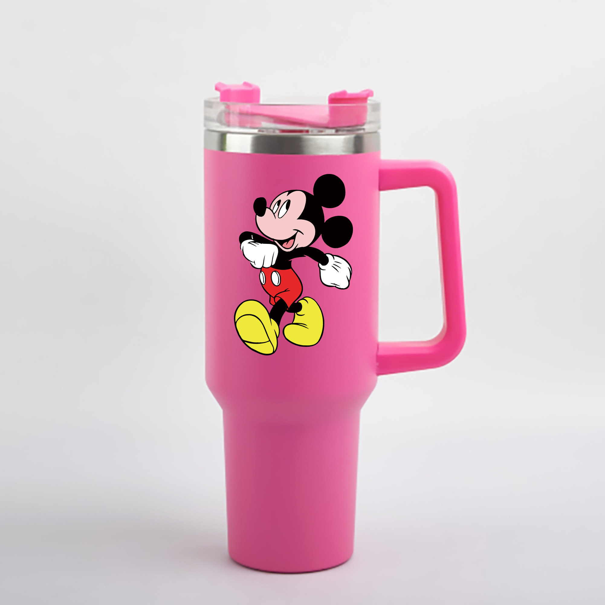 （画像用） ミッキーマウス Mickey Mouse 1200mL車用タンブラー - クリスタルステッカー（プラスチックストロー付き）